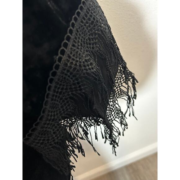 Melissa Paige Women's Crushed Velvet Fringe Dark Bohemian Size M Witchy - Picture 5 of 6